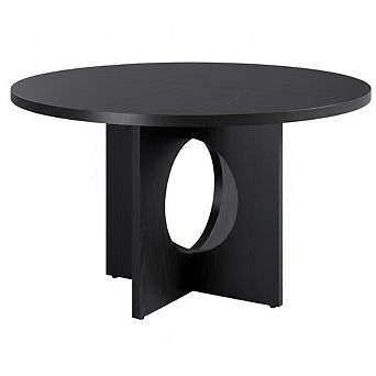 47" Round Kitchen Dining Table for 4-6 People, Sturdy Wooden Base Round Dining Table