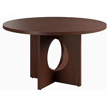 47" Round Kitchen Dining Table for 4-6 People, Sturdy Wooden Base Round Dining Table