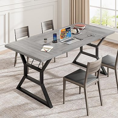 71" Modern Industrial Dining Table Set for 6, Heavy-Duty Stain-Resistant Tabletop, for Kitchen