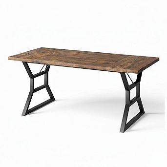 71" Modern Industrial Dining Table Set for 6, Heavy-Duty Stain-Resistant Tabletop, for Kitchen