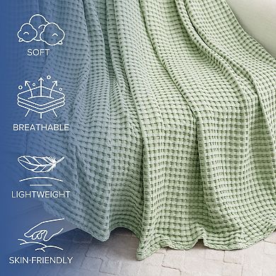 Awesome Home 50" x 60" Cotton and Viscose From Bamboo Waffle Throw Blanket