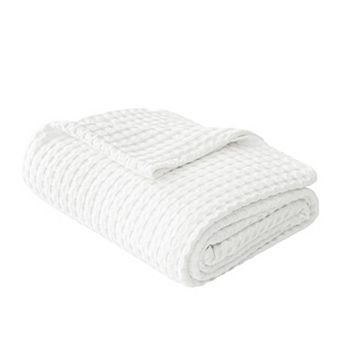 Awesome Home 50" x 60" Cotton and Viscose From Bamboo Waffle Throw Blanket