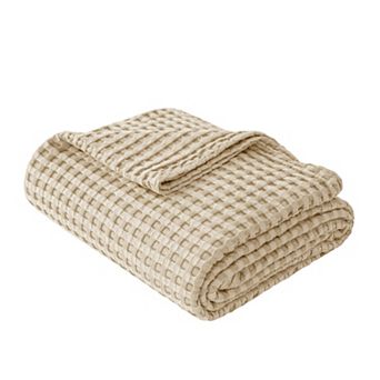 Awesome Home 90" x 90" Cotton and Viscose From Bamboo Waffle Throw Blanket