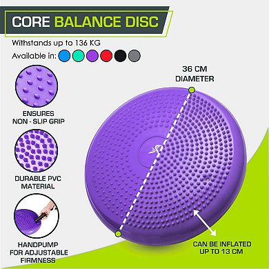 Core Balance Trainer 14" Diameter: Improve Posture & Stability, Dual-Textured, Portable