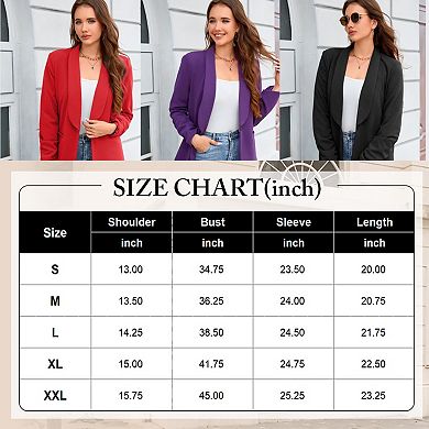 Women Long Sleeve Blazer Open Front Cardigan Jacket Work Office Blazer