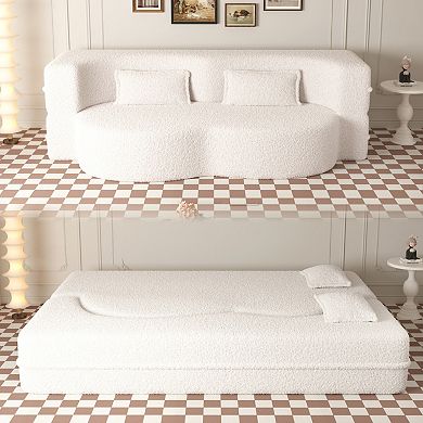 GOODSILO Convertible Floor Sleeper Sofa with Two Pillows and No Assembly Required