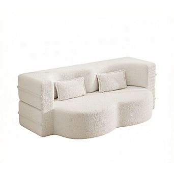 GOODSILO Convertible Floor Sleeper Sofa with Two Pillows and No Assembly Required