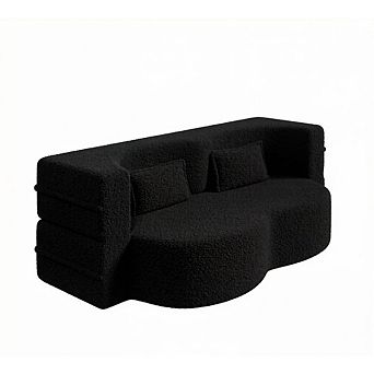 GOODSILO Convertible Floor Sleeper Sofa with Two Pillows and No Assembly Required