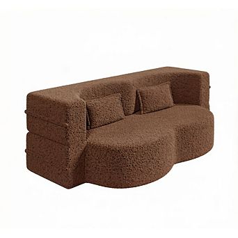 GOODSILO Convertible Floor Sleeper Sofa with Two Pillows and No Assembly Required