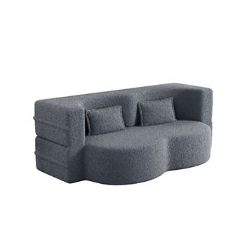 GOODSILO Convertible Floor Sleeper Sofa with Two Pillows and No Assembly Required