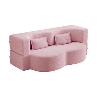 GOODSILO Convertible Floor Sleeper Sofa with Two Pillows and No Assembly Required