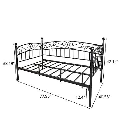 GOODSILO Metal Daybed Frame with Headboard Multifunctional Mattress Foundation Bed Sofa