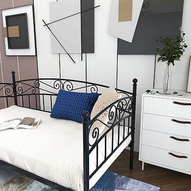 GOODSILO Metal Daybed Frame with Headboard Multifunctional Mattress Foundation Bed Sofa