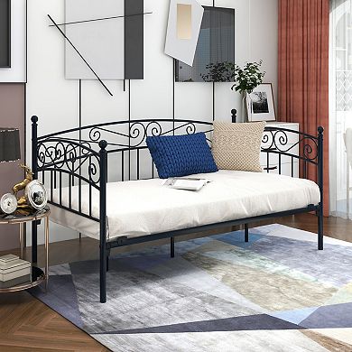 GOODSILO Metal Daybed Frame with Headboard Multifunctional Mattress Foundation Bed Sofa