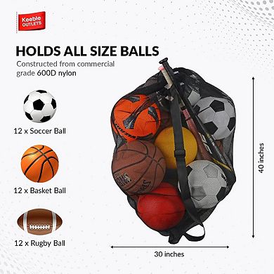 Keeble Outlets Extra Large Sports Ball Bag, Soccer Ball Mesh