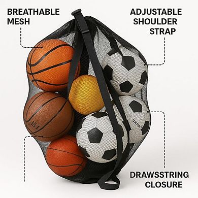 Keeble Outlets Extra Large Sports Ball Bag, Soccer Ball Mesh
