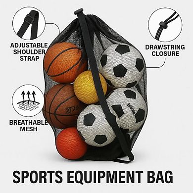 Keeble Outlets Extra Large Sports Ball Bag, Soccer Ball Mesh