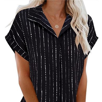 Women's Short Sleeve Blouses for Office Work Business Attire Collared Shirts