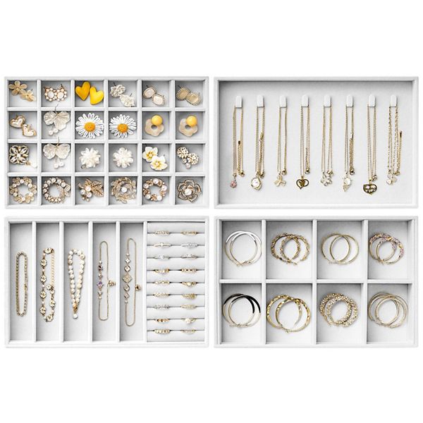 4-Layer Stackable Velvet Drawer Organizer Trays for Jewelry with ...