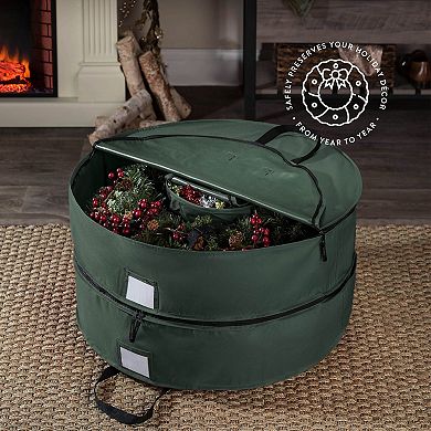 Dual Christmas Wreath Storage Bag 600D Oxford Breathable Durable Handles