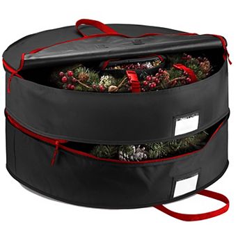 Dual Christmas Wreath Storage Bag 600D Oxford Breathable Durable Handles