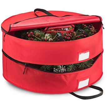 Dual Christmas Wreath Storage Bag 600D Oxford Breathable Durable Handles