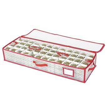 96/128-Ornament Storage Box Dual Trays Dustproof Foldable 3 in Dividers