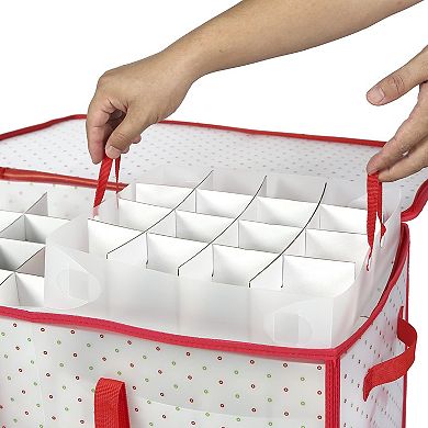 96/128-Ornament Storage Box Dual Trays Dustproof Foldable 3in Dividers