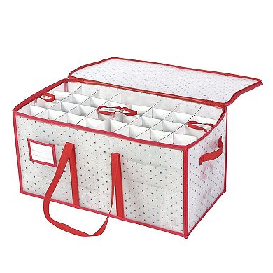 96/128-Ornament Storage Box Dual Trays Dustproof Foldable 3in Dividers