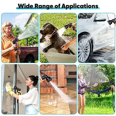 50ft Non-Expand Lightweight Garden Hose Durable Flexible 8-Pattern Nozzle