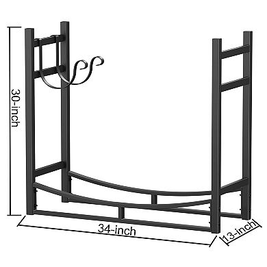 34" Firewood Rack with Kindling Holder & 4 Tools