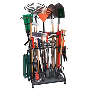 Heavy-Duty Steel Garden Tool Rack Holds 55 Tools Garage Shed Organizer