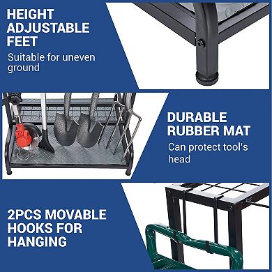 Heavy-Duty Steel Garden Tool Rack Holds 55 Tools Garage Shed Organizer