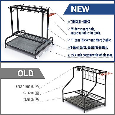 Heavy-Duty Steel Garden Tool Rack Holds 55 Tools Garage Shed Organizer