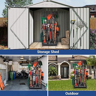 Heavy-Duty Steel Garden Tool Rack Holds 55 Tools Garage Shed Organizer