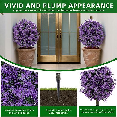 2 Pack 23"H Artificial Topiary with Ground Spike - UV Resistant Faux Flowering Shrubs