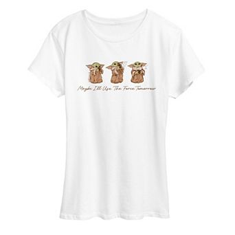 Women's Star Wars The Mandalorian Grogu Maybe I'll Use The Force Tomorrow Graphic Tee