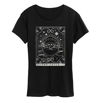 Women's Star Wars The Mandalorian The Child Tarot Card Graphic Tee