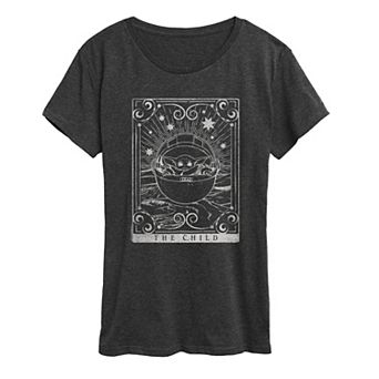 Women's Star Wars The Mandalorian The Child Tarot Card Graphic Tee