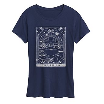 Women's Star Wars The Mandalorian The Child Tarot Card Graphic Tee