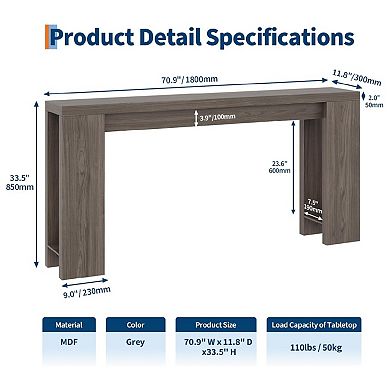 Farmhouse Narrow Console Table for Entryway, Rustic Wooden Long Sofa Table Behind Couch