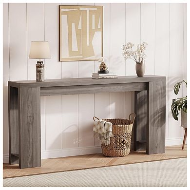 Farmhouse Narrow Console Table for Entryway, Rustic Wooden Long Sofa Table Behind Couch