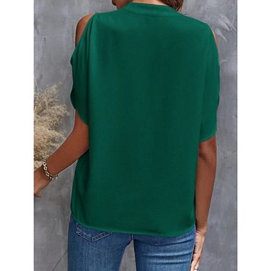 Womens Cold Shoulder Shirts V Neck Tops Short Sleeve Summer T Shirts Basic Tees