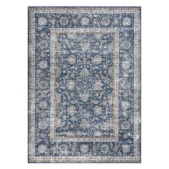 Area Rugs for Living Room-Vintage Soft Blue Rugs for Bedroom, Non Slip Carpet, Machine Washable