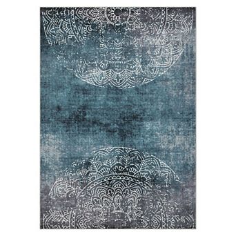 Washable Rug for Living Room Ombre Soft Modern Carpet Faux Wool Cozy Non Slip Stain-Resistant Carpet