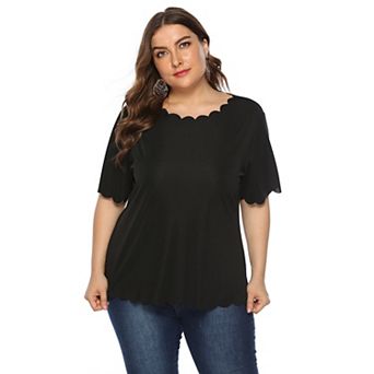 Women Plus Size Chiffon T-Shirt Casual Crew Neck Blouse Short Sleeve Shirt Tops
