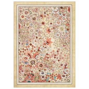 Modern Floral Print Washable Area Rug, Non-Skid Backing, Multiple Colors & Sizes