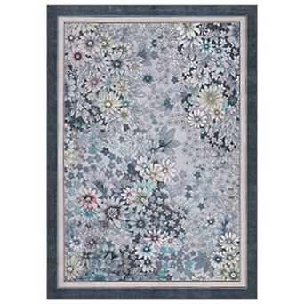 Modern Floral Print Washable Area Rug, Non-Skid Backing, Multiple Colors & Sizes