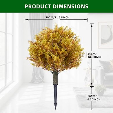 2pcs Artificial Topiary Trees Outdoor,Faux Outdoor Shrubs,UV Resistant Fake Shrubs with Ground Spike