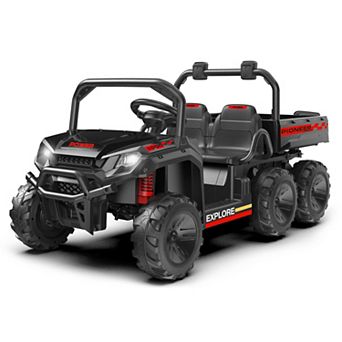 24V Electric Ride-on Dump Truck for Kids, 4WD Ride-On Car for Kids, 2-Seater UTV with Remote Control